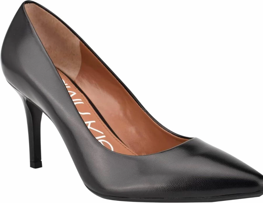 Calvin Klein Women's Gayle Leather Pump Shoes - Black, Size 10, Elegant High Heels for Women