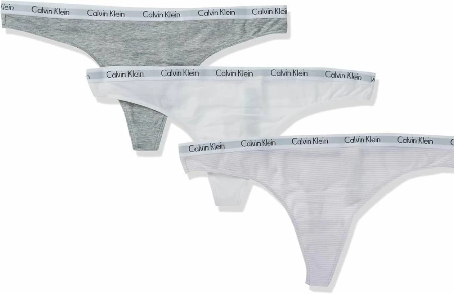 Calvin Klein Women's 3-Pack Cotton Stretch Thong Underwear with Logo Design