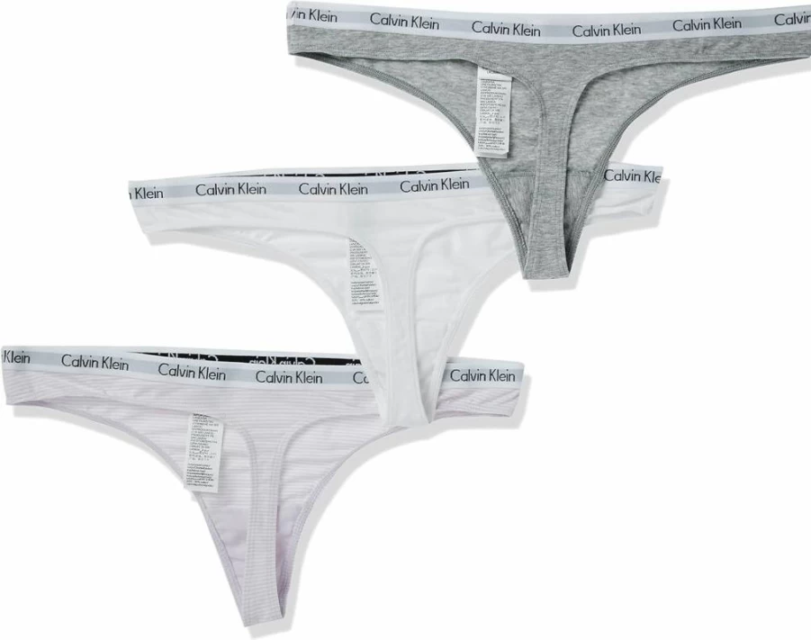 Calvin Klein Women's 3-Pack Cotton Stretch Thong Underwear with Logo Design