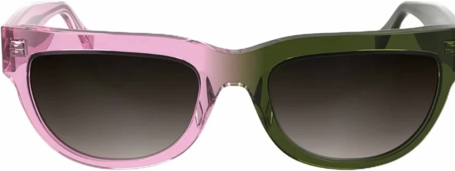 Calvin Klein Jeans Women's CKJ25600S Cat Eye Sunglasses Pink to Khaki Gradient UV Protection Fashion Sunglasses