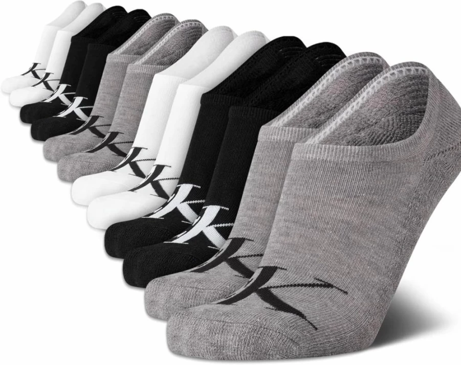 Calvin Klein Men's No Show Socks 12 Pack - Low Cut Cushioned Non Slip Liner Socks for Sneakers & Loafers (Sizes 7-12)