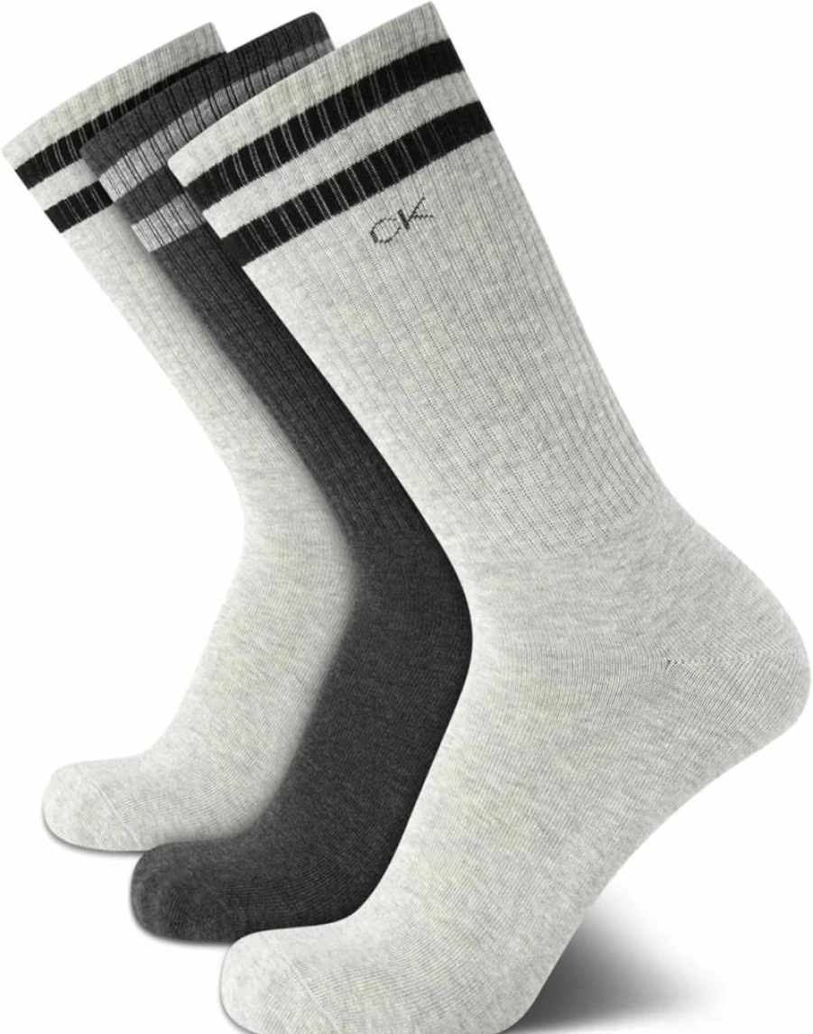 Calvin Klein Men's 3-Pack Cotton Crew Dress Socks - Athletic Cushioned Sole Non-Binding Casual Socks