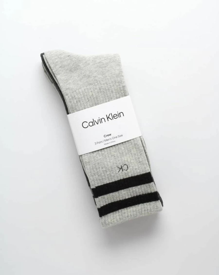 Calvin Klein Men's 3-Pack Cotton Crew Dress Socks - Athletic Cushioned Sole Non-Binding Casual Socks