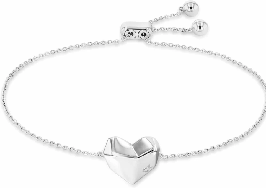 Calvin Klein Women's Heart Charm Chain Bracelet - Elegant Fashion Jewelry for Everyday Wear