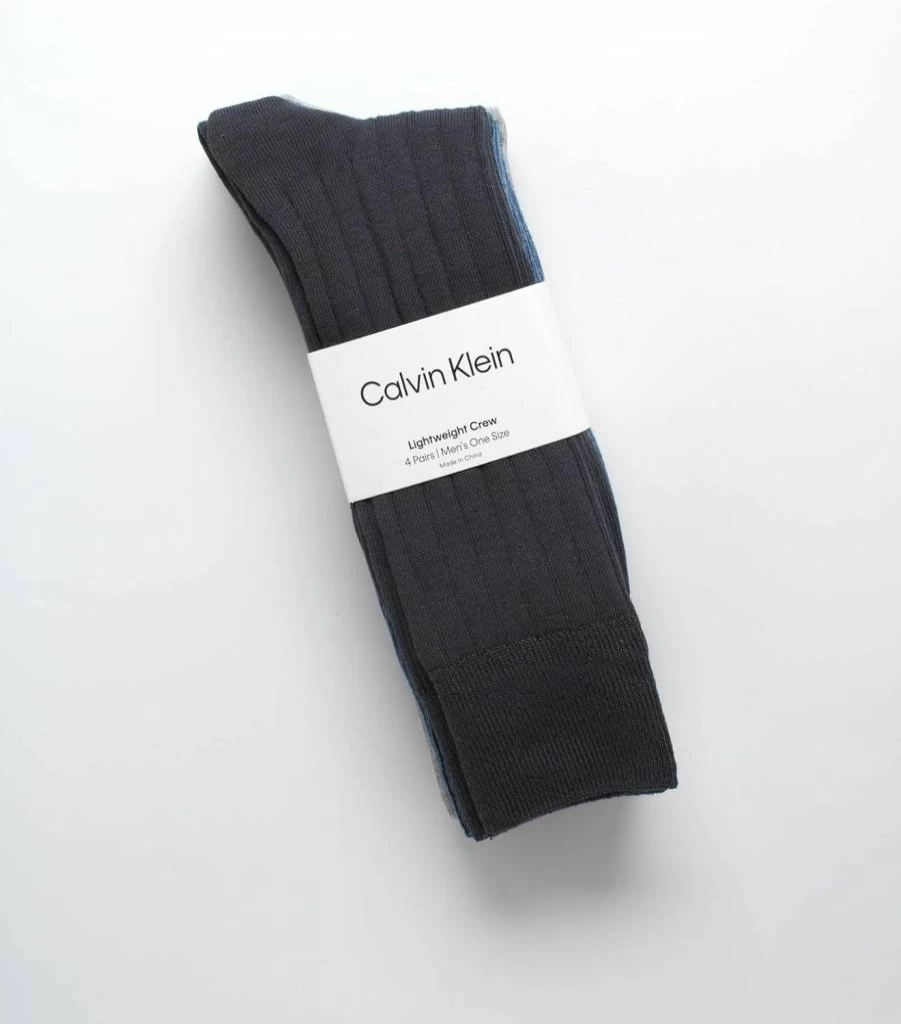 Calvin Klein Men's Lightweight Dress Socks 4-Pack - Soft Combed Cotton Blend Crew Socks for Men Sizes 7-12 - Breathable Everyday Casual Socks