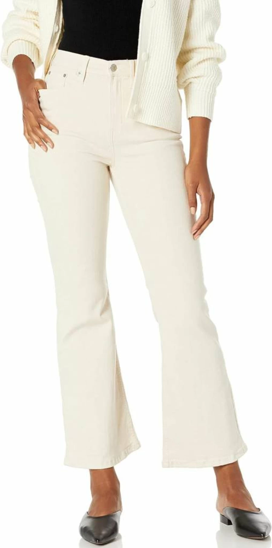 Calvin Klein Women's High Rise Split Flare Jeans - Stretch Denim Bootcut Pants