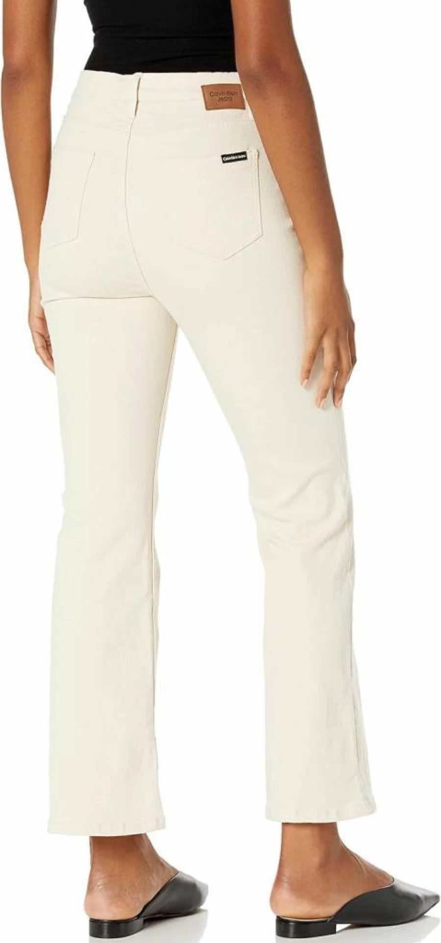 Calvin Klein Women's High Rise Split Flare Jeans - Stretch Denim Bootcut Pants