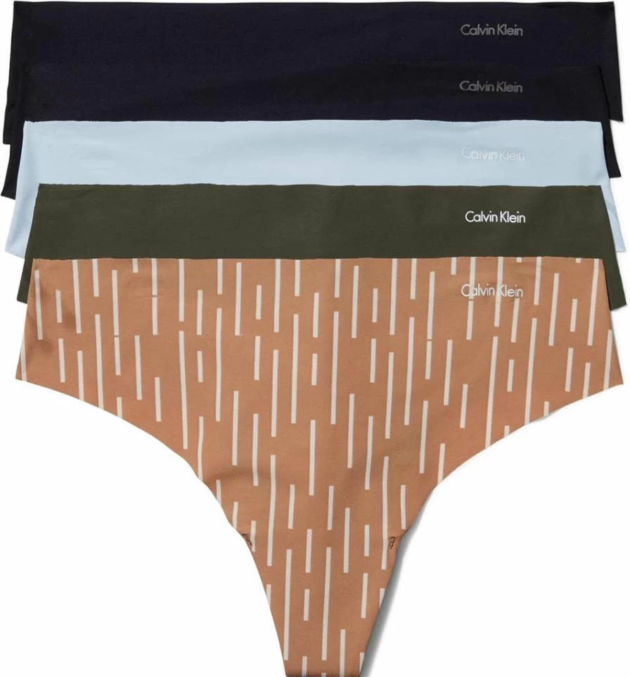 Calvin Klein Underwear Women's Seamless Thong Panties 5-Pack - Invisibles Comfort Fit