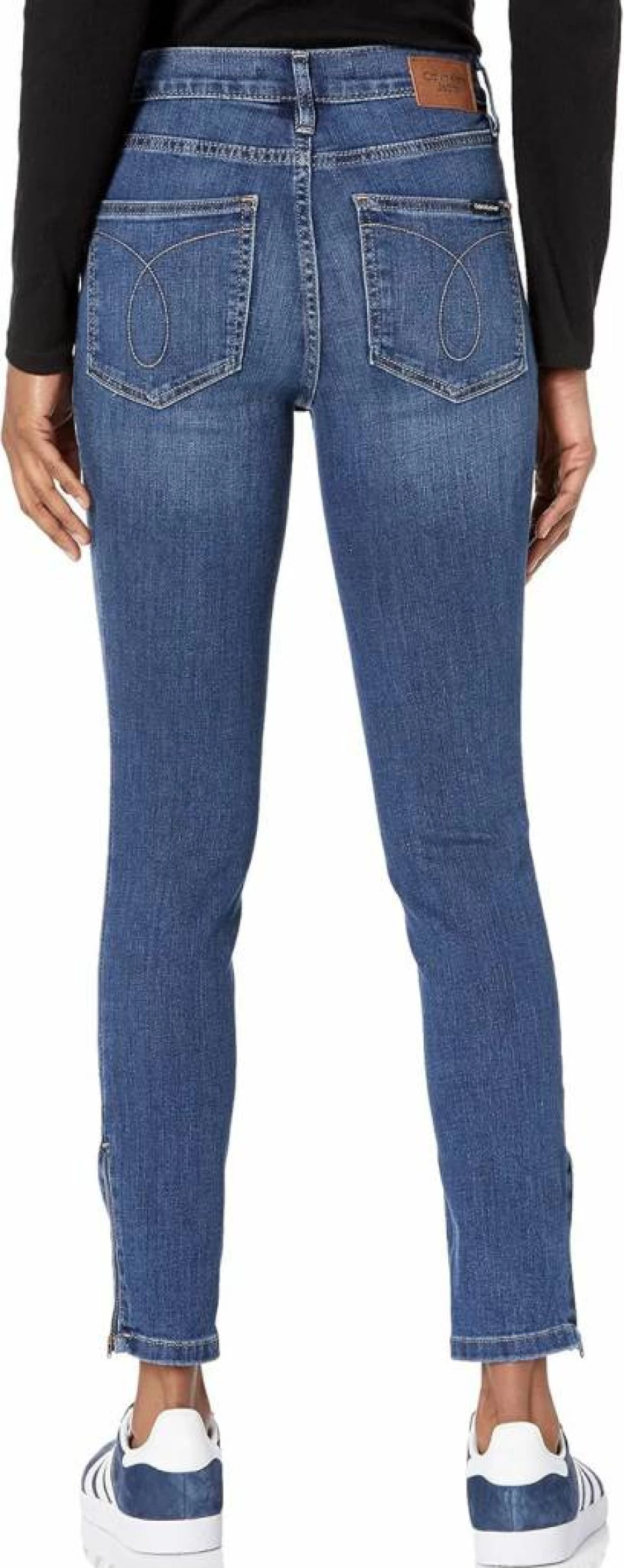 Calvin Klein Jeans Women's Mid Rise Skinny Ankle Jeans - Slim Fit Stretch Denim Pants for Women