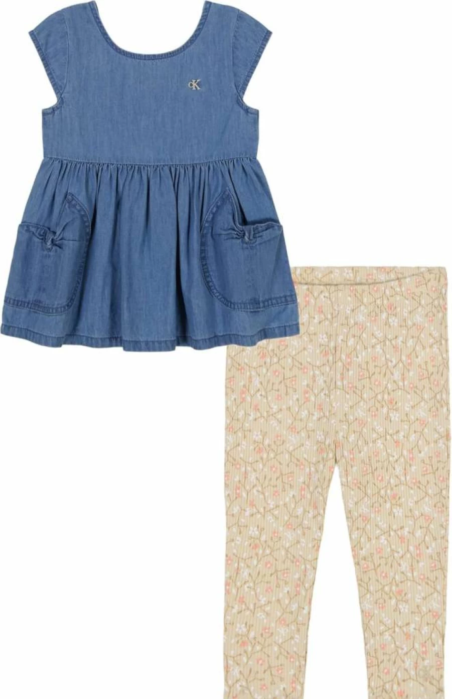 Calvin Klein Girls 2-Piece Capri Set | Kids Summer Outfit | Comfortable Cotton Pants and Top