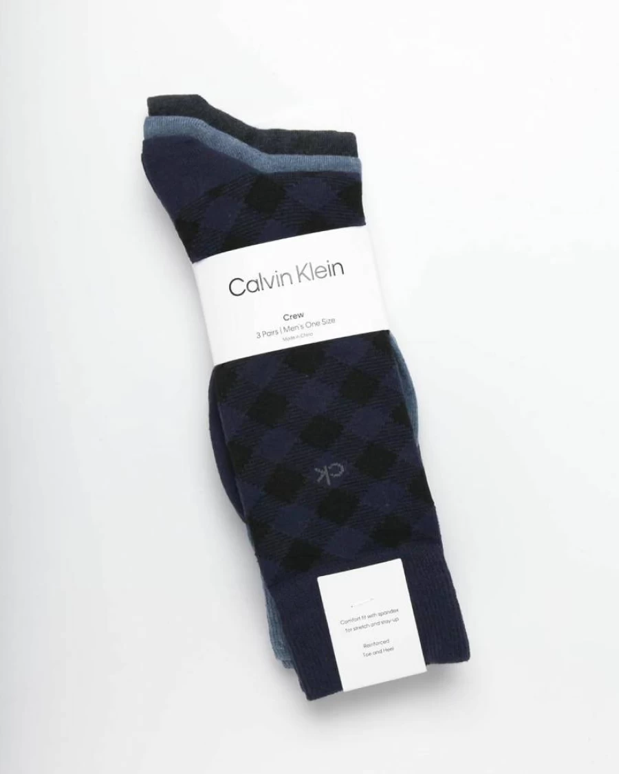 Calvin Klein Men's 3-Pack Patterned Crew Dress Socks for Casual & Formal Wear