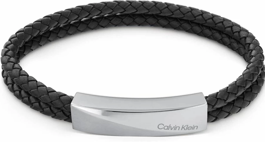 Calvin Klein Men's Industrial Braided Leather Bracelet with Magnetic Closure – Stylish Designer Accessory