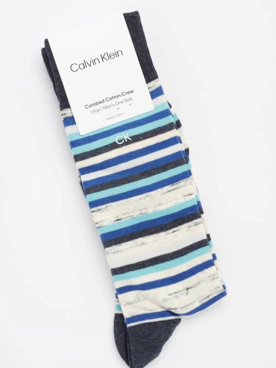 Calvin Klein Men's Comfort Stay-Up Dress Socks - Soft Breathable Egyptian Cotton Blend Crew Socks for Work & Formal Wear