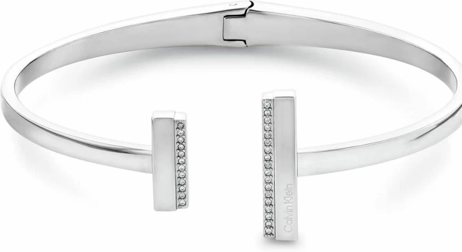 Calvin Klein Women's Crystal Bangle Bracelet - Sleek Minimalist Linear Design for Elegant Style