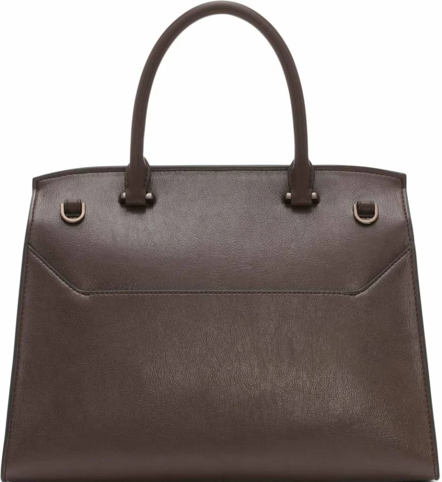Calvin Klein Women's Becky Vegan Leather Satchel Bag – Turn Lock Design, 2-in-1 Convertible, 3 Pockets, Stylish Handbag