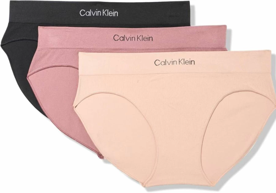 Calvin Klein Women's 3-Pack Seamless Ribbed Cotton Underwear Briefs