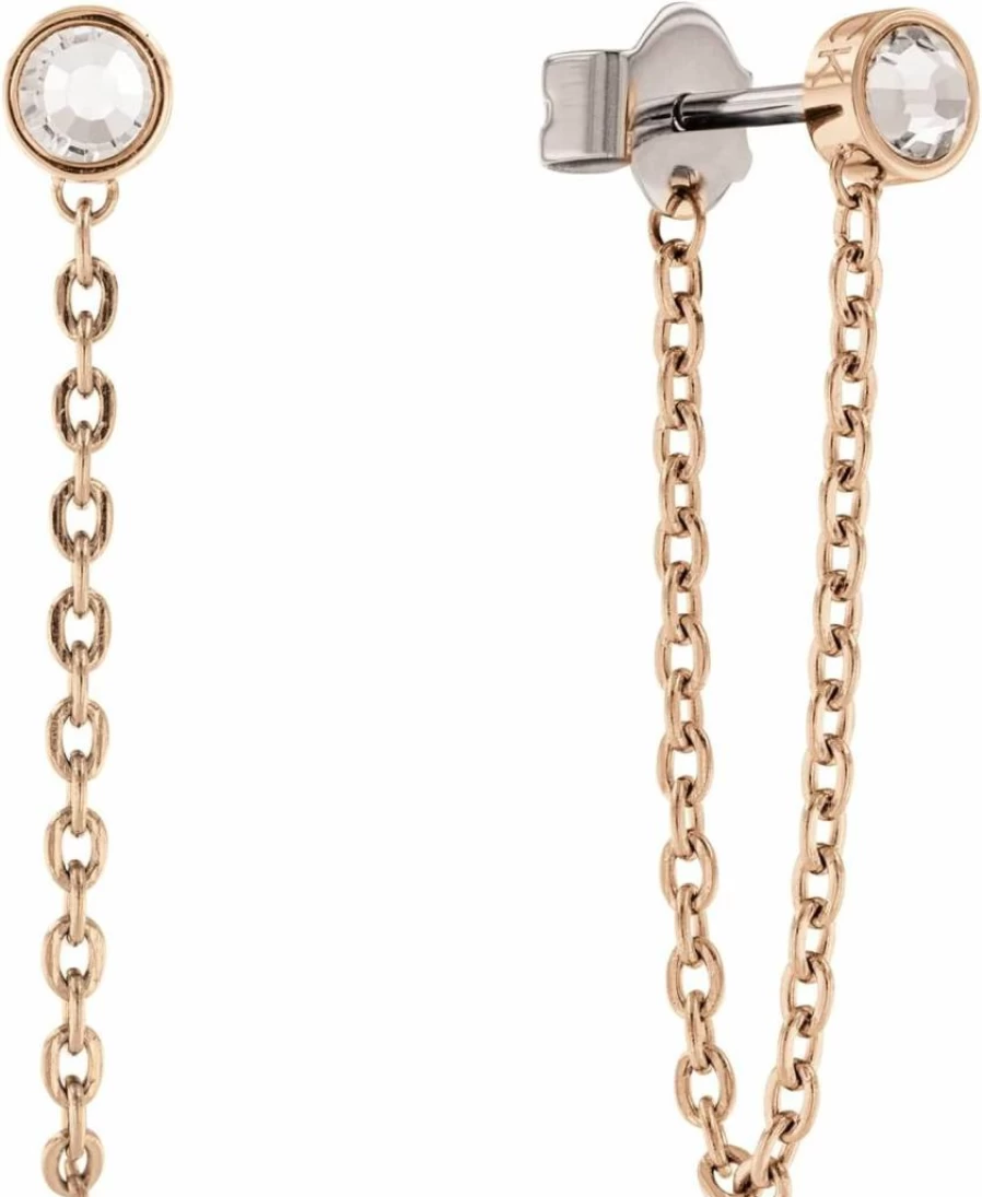 Calvin Klein Women's Linked Stud & Chain Earrings - Stylish Fashion Jewelry Gift for Her