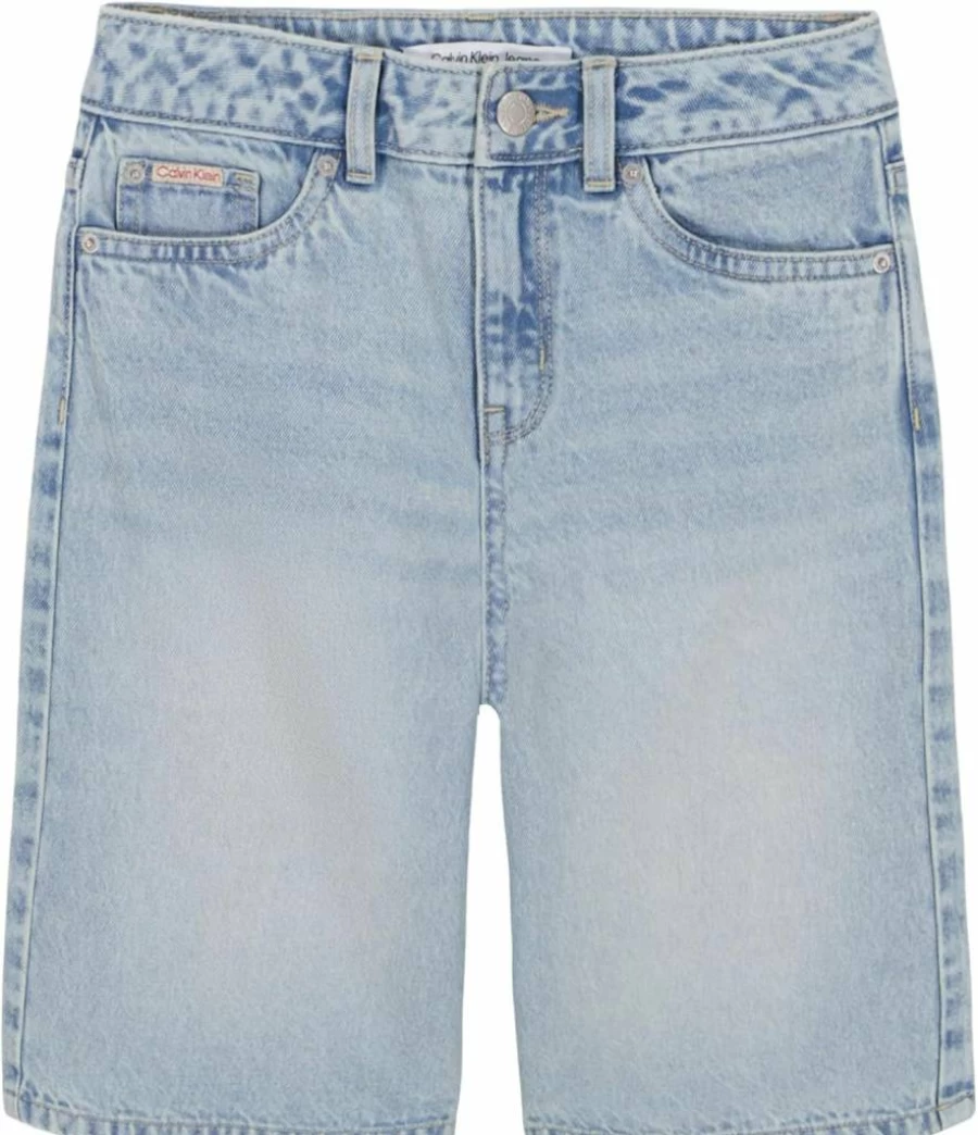 Calvin Klein Girls' Stretch Denim Shorts - Boyfriend Fit Jean Shorts for Teens