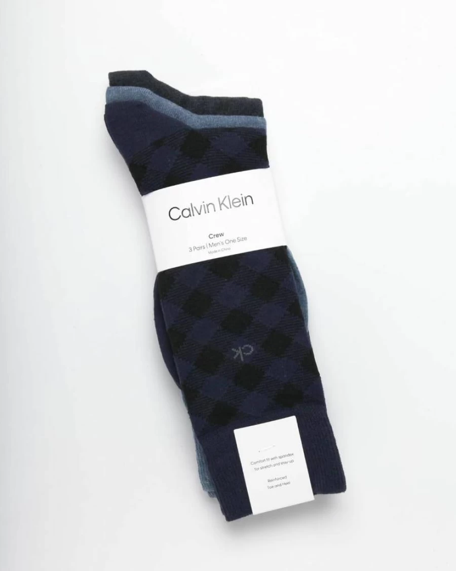 Calvin Klein Men's 3-Pack Patterned Crew Dress Socks for Casual & Formal Wear