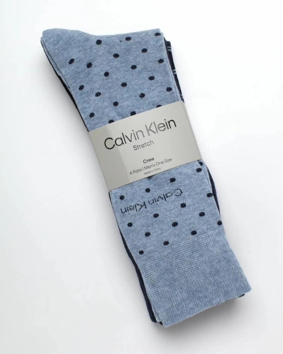 Calvin Klein Men's Cotton Blend Dress Socks 4-Pack - Soft Comfort Crew Socks for Men Sizes 7-12 - Stay Up Cuff Casual & Formal Wear