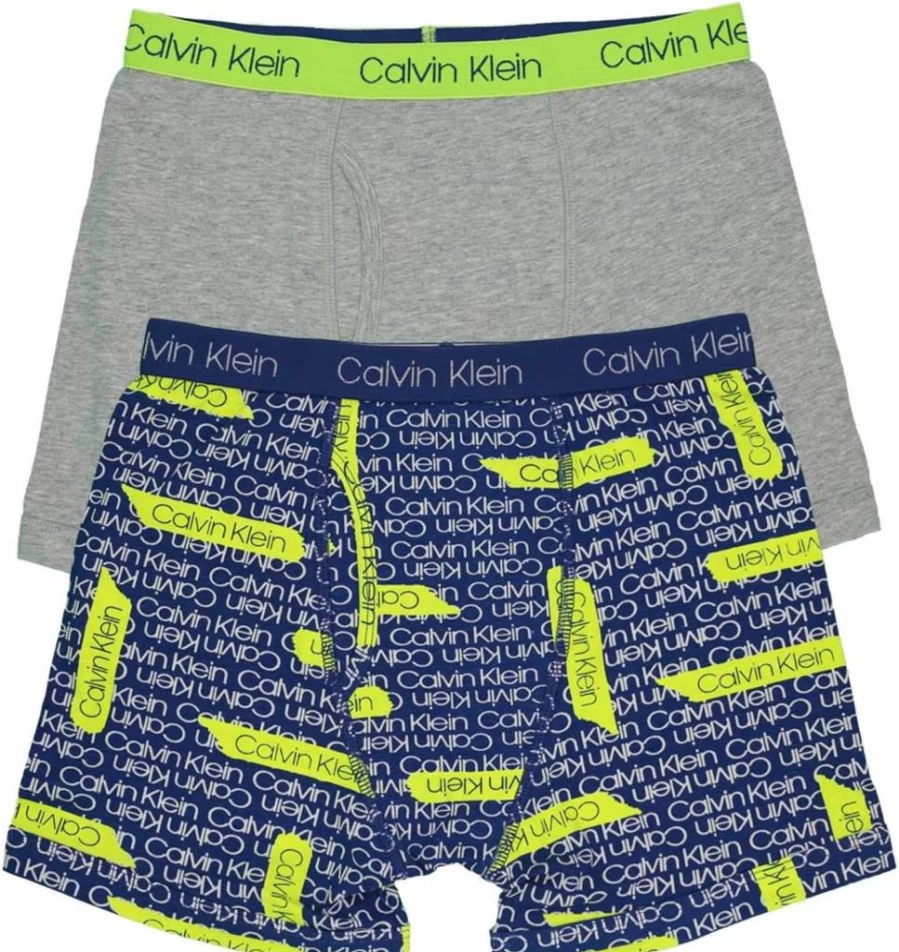 Calvin Klein Boys' 2-Pack Cotton Boxer Briefs | Soft, Comfortable Underwear for Kids
