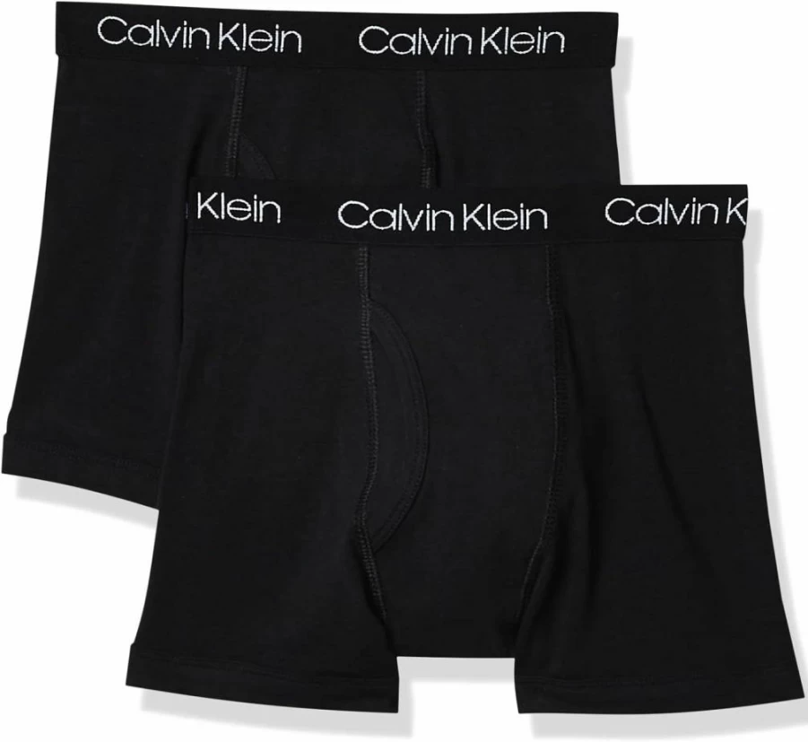 Calvin Klein Boys' 2-Pack Cotton Boxer Briefs | Soft, Comfortable Underwear for Kids