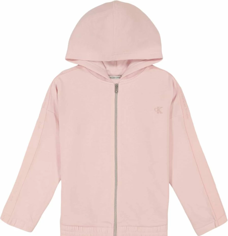 Calvin Klein Girls' Fleece Hoodie with Front Pockets - Full-Zip Sweatshirt for Kids