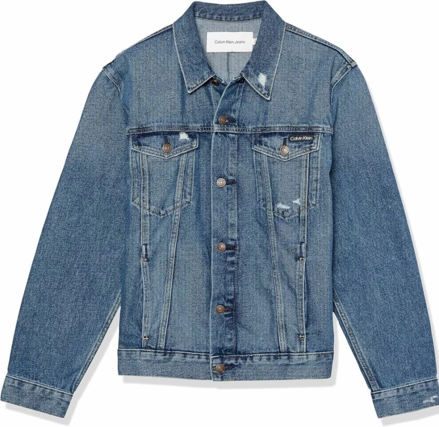 Calvin Klein Men's Denim Jacket for Men | Classic Blue Jean Jacket | Slim Fit Casual Coat