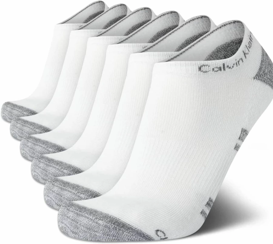 Calvin Klein Men's No Show Ankle Socks 6-Pack - Lightweight Breathable Casual Athletic Socks for Men