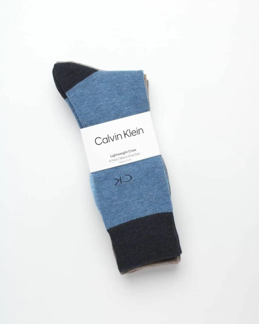 Calvin Klein Men's Cotton Blend Dress Socks 4-Pack - Solid & Patterned Crew Socks for Casual & Formal Wear