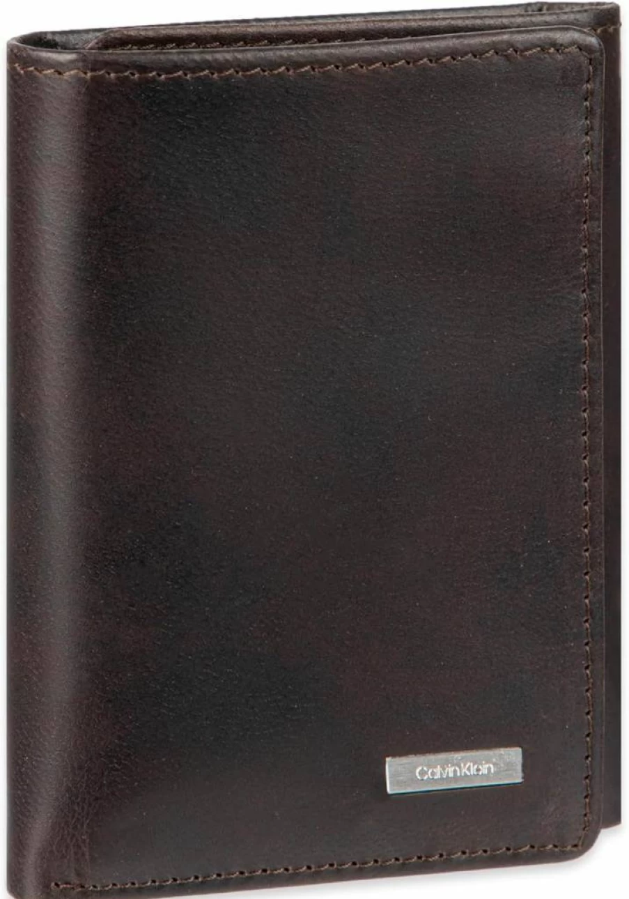 Calvin Klein Men's Genuine Leather RFID Blocking Trifold Wallet for Secure Storage