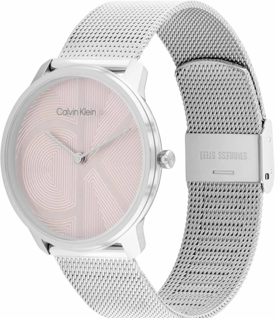 Calvin Klein Women's CK Iconic 35mm Stainless Steel Mesh Quartz Watch - Water Resistant 30M Fashion Timepiece - Elegant Gift for Her