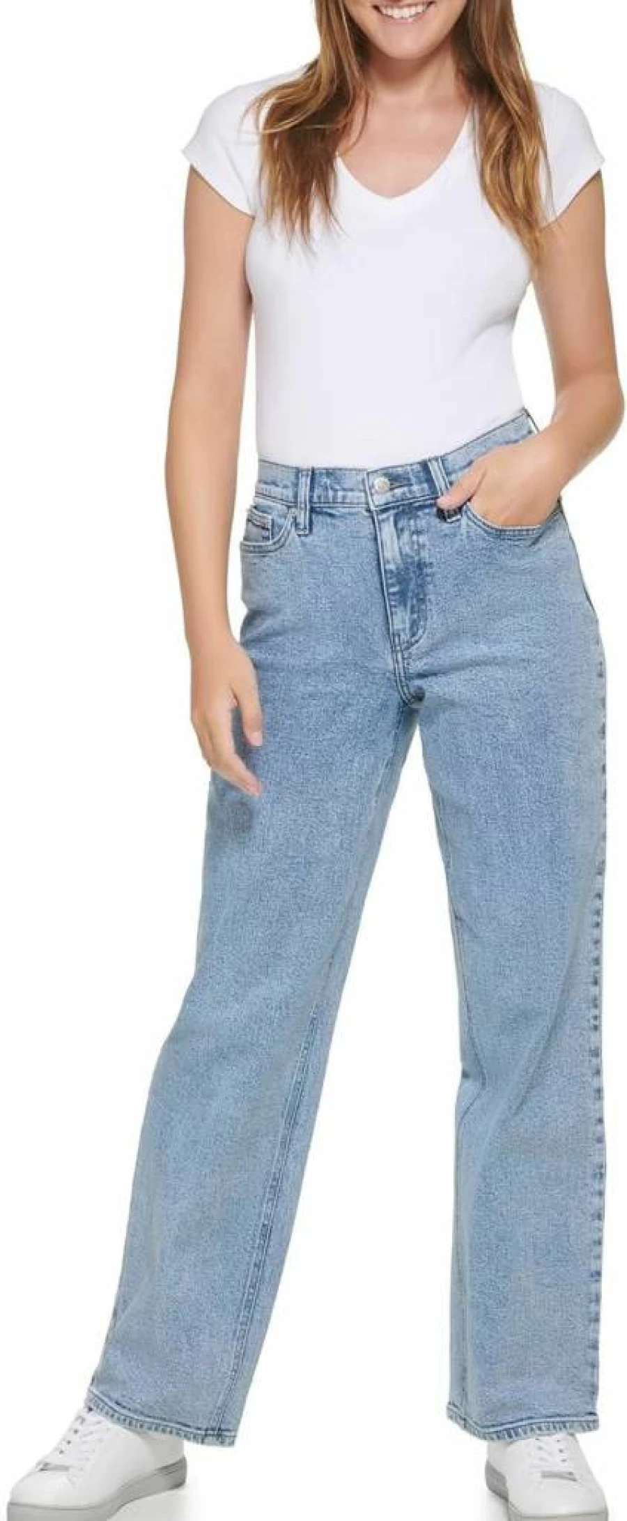 Calvin Klein Women's High Rise Wide Leg Jeans - Stretch Denim Comfort Fit