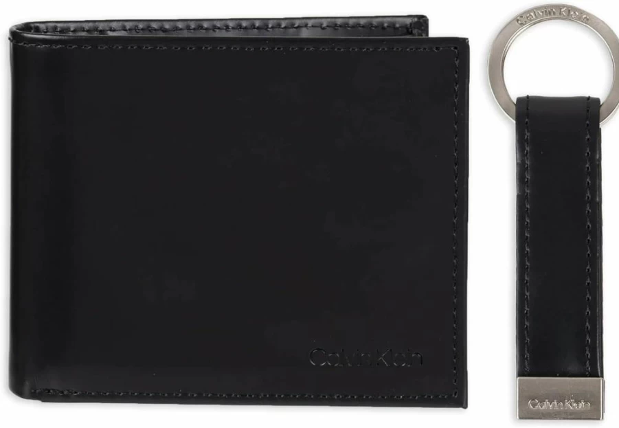 Calvin Klein Men's Minimalist Leather Wallet Set - Bifold Wallet & Card Holder for Men