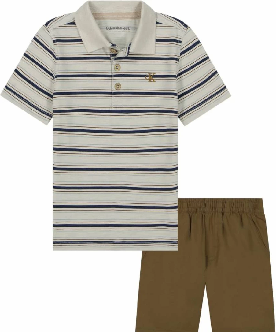 Calvin Klein Baby Boys' 2-Piece Polo and Shorts Set | Casual Cotton Outfit for Toddlers