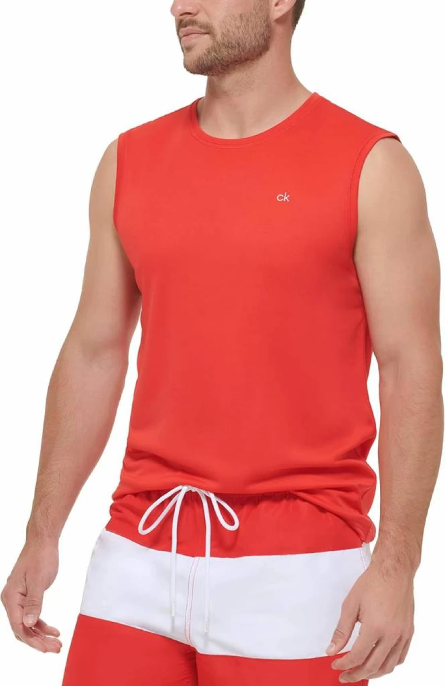 Calvin Klein Men's UPF 40+ Quick-Dry Sleeveless Swim Shirt for Active Water Sports