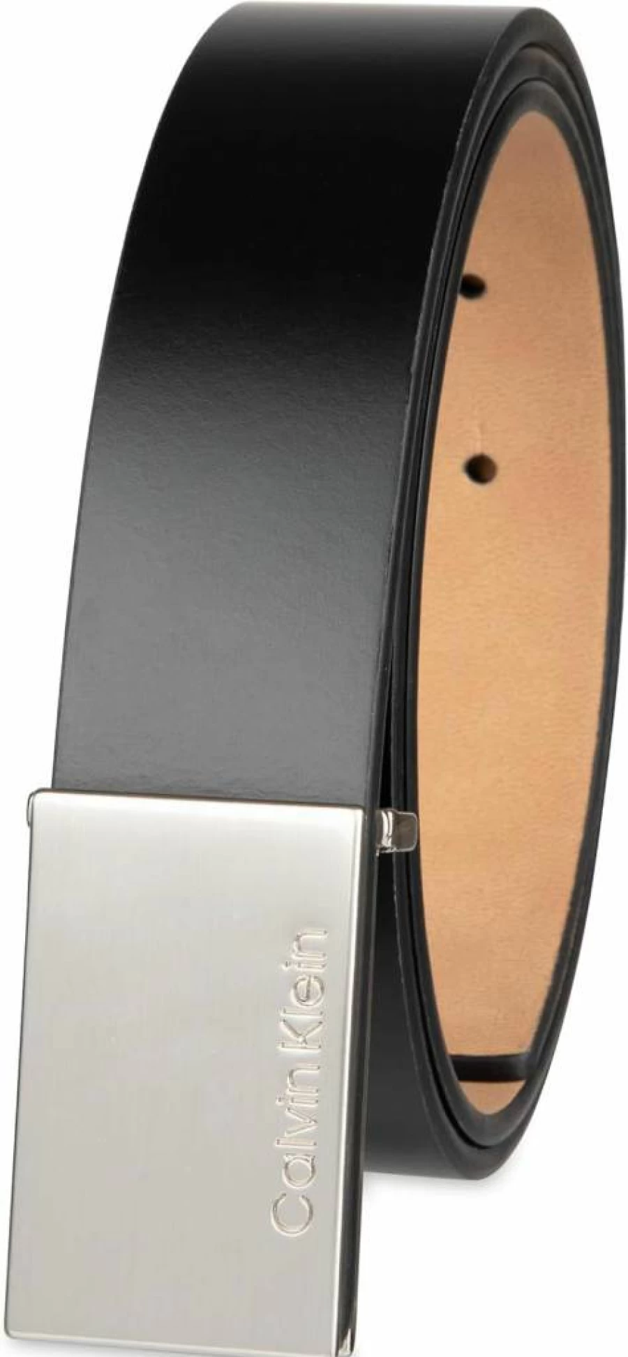 Calvin Klein Men's Genuine Leather Belt with Logo Buckle for Casual Wear