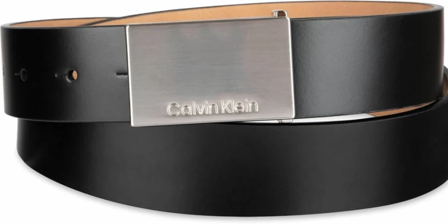 Calvin Klein Men's Genuine Leather Belt with Logo Buckle for Casual Wear