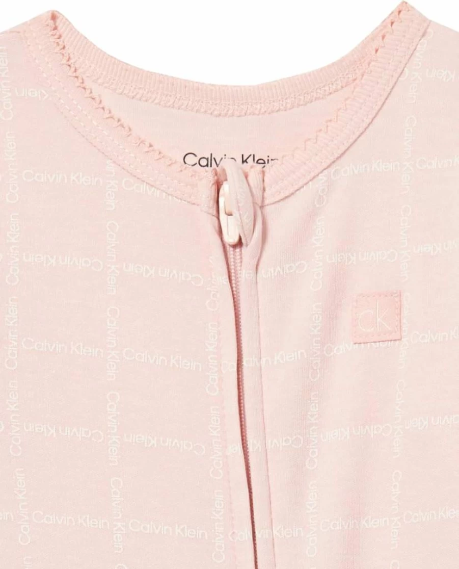 Calvin Klein Baby Girls' Soft Cotton Footed Pajamas - Cozy One-Piece Sleepsuit for Infants & Toddlers