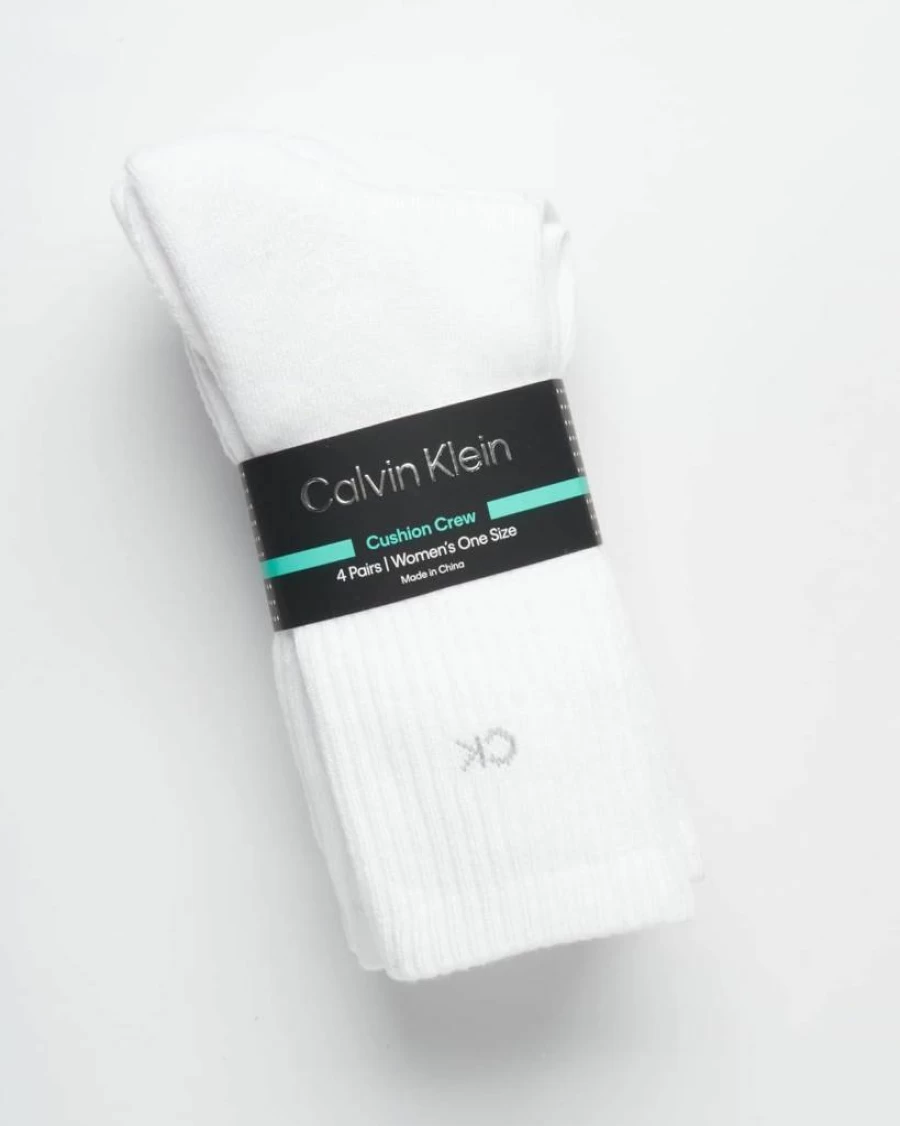 Calvin Klein Women's Athletic Crew Socks 4-Pack - Comfortable Cushioned Workout Socks for Women