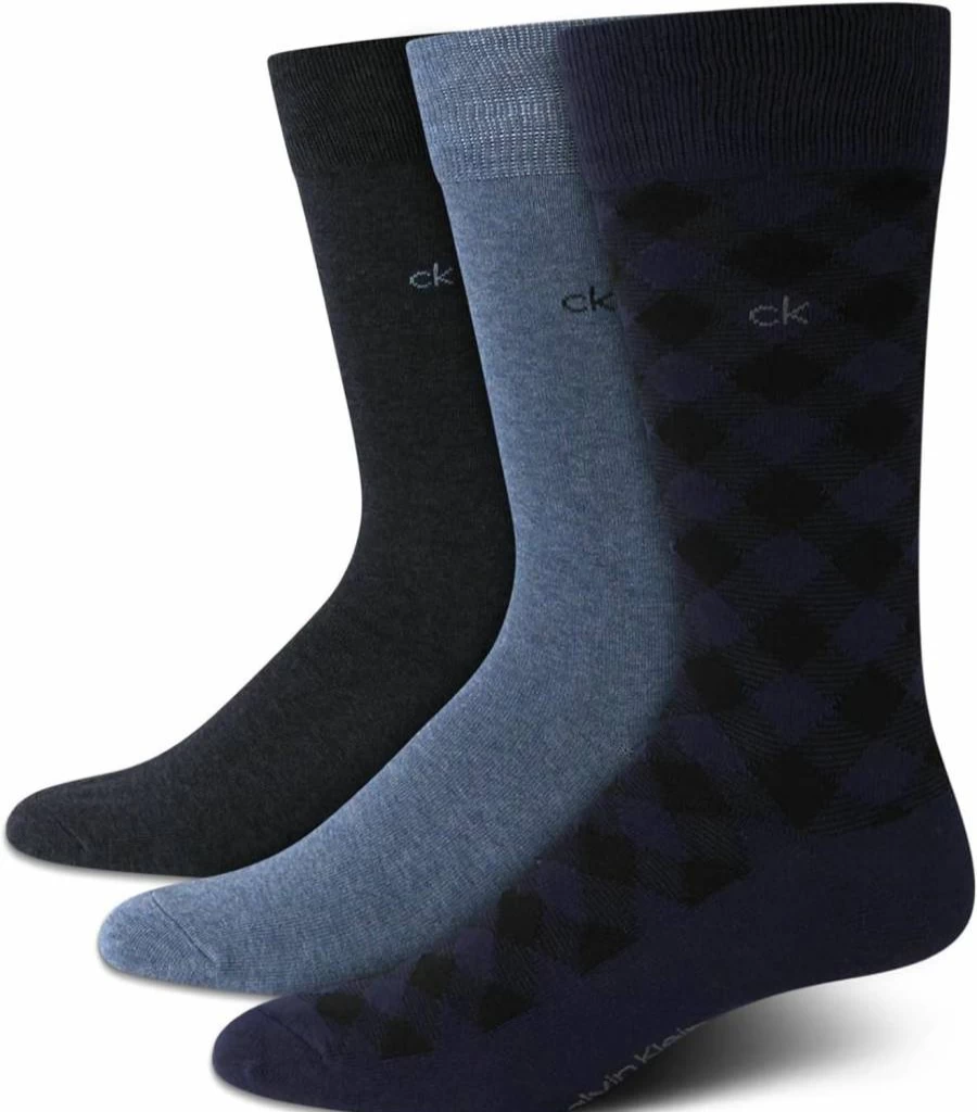 Calvin Klein Men's Patterned Dress Socks 3-Pack - Crew Length Casual & Formal Socks for Men