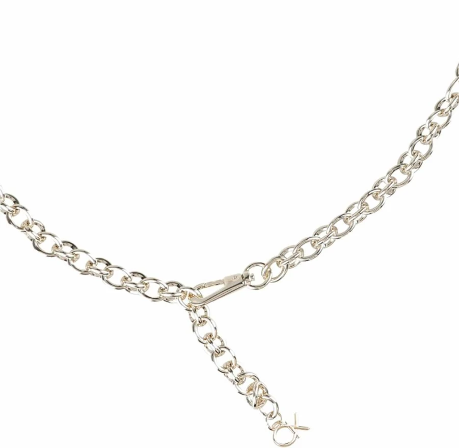 Calvin Klein Women's Slim Waist Belt with Mesh & Chain Detail for Dresses and Pants