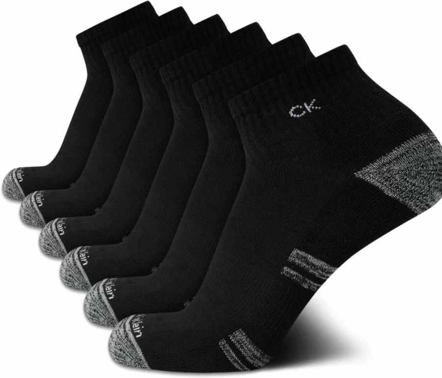 Calvin Klein Men's 6-Pack Breathable Cushioned Ankle Socks for Running, Workout & Athletic Performance (Size 7-12)