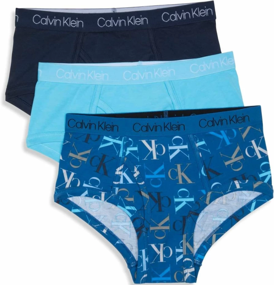 Calvin Klein Boys' Cotton Underwear 3-Pack - Soft Breathable Briefs for Kids