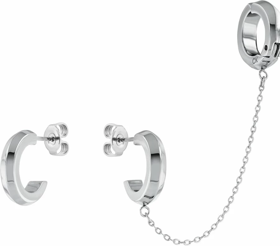 Calvin Klein Women's Sterling Silver Stud and Drop Earrings – Elegant Dangle Earrings for Women, Model 35000044