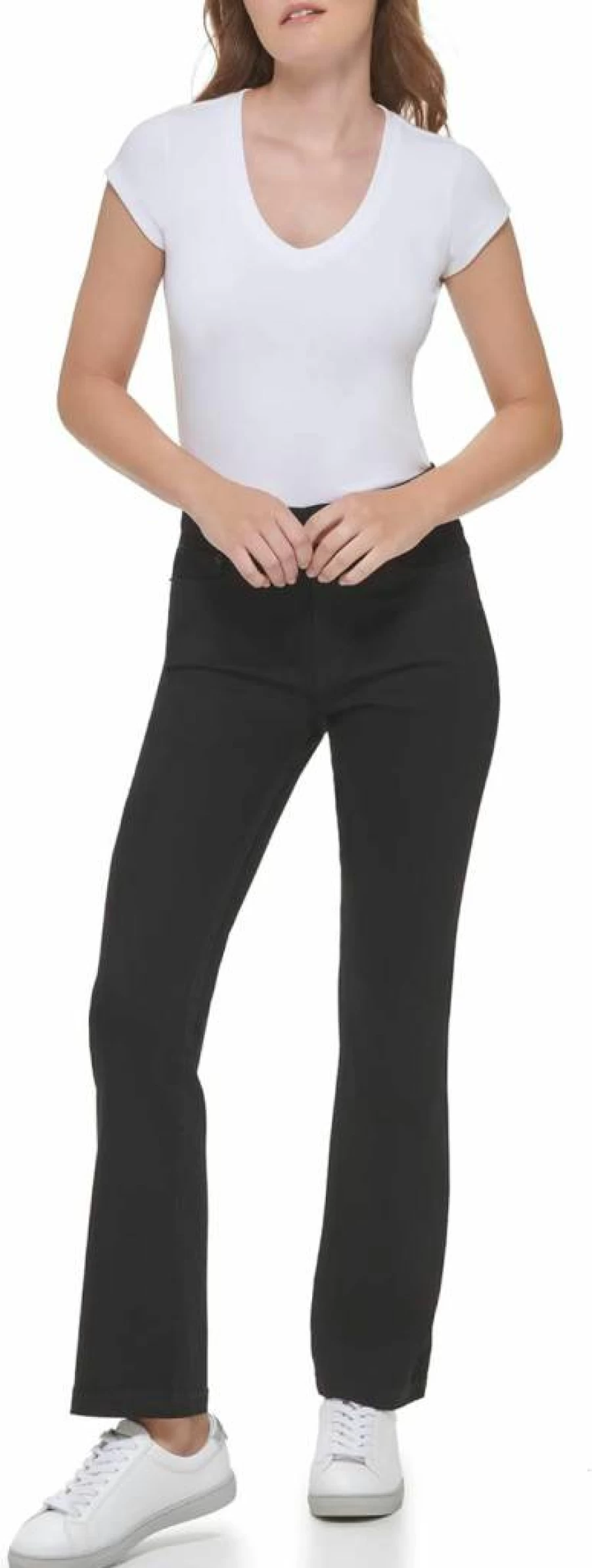 Calvin Klein Women's High Rise Straight Leg Jeans - Classic Denim for a Sleek Fit
