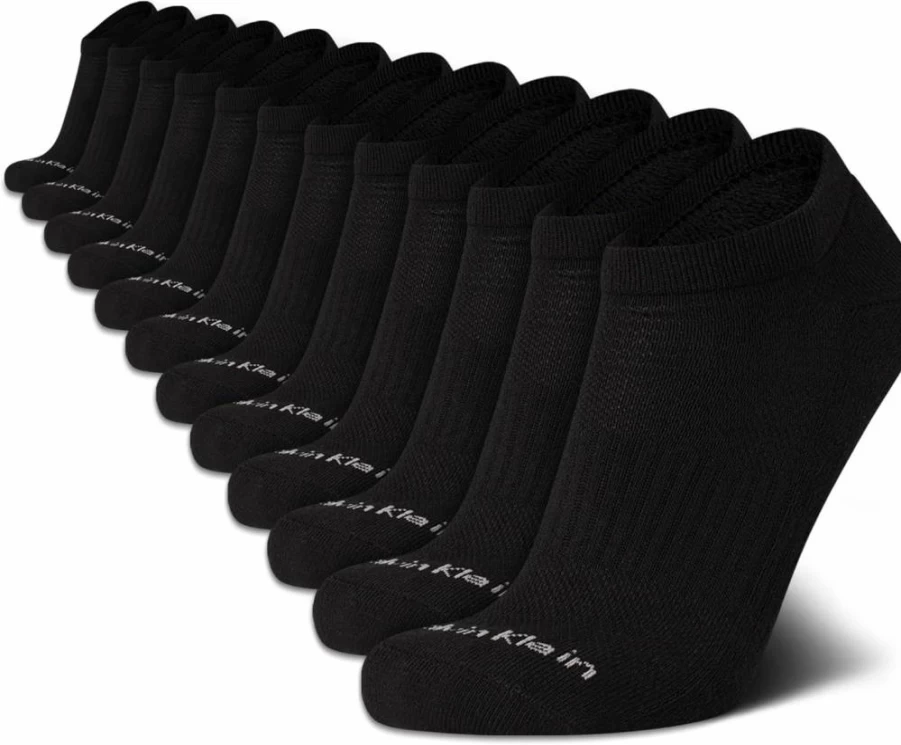 Calvin Klein Men's No Show Socks 12 Pack - Cushioned Non-Slip Low Cut Sneaker Socks for Men Size 7-12