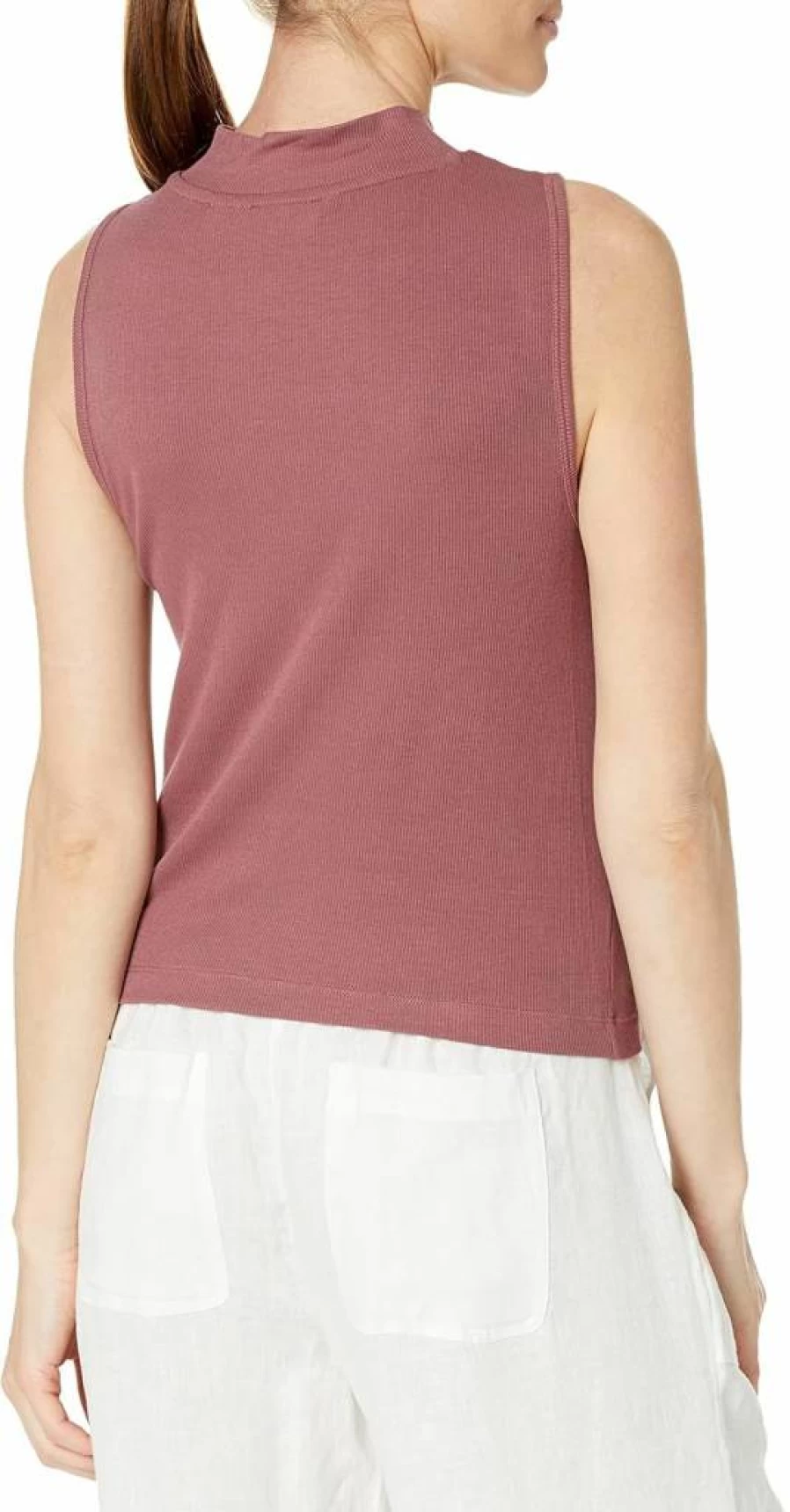 Calvin Klein Women's Short Sleeve Cropped Top with Embroidery and Mock Neck for Everyday Wear