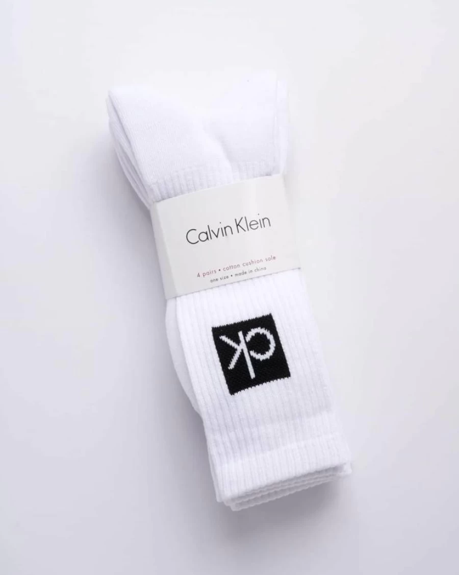 Calvin Klein Men's Cotton Blend Athletic Crew Socks - 4-Pack Cushioned Mid-Calf Socks for Sports & Casual Wear