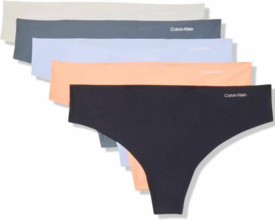 Calvin Klein Seamless Invisible Thong Underwear 5-Pack for Women - Comfortable No-Show Panties